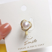母亲节礼物天然淡水珍珠，戒指925半银白铜镀金时尚锆石微镶指环ins