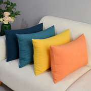 北欧纯色家用亚麻抱枕靠垫套长方形，不含芯大号客厅沙发靠背套定制