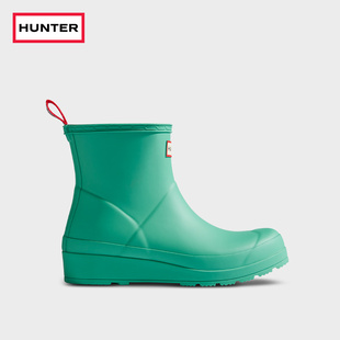 hunter女鞋酷玩雨鞋女外穿哑光防水防滑雨靴，中跟厚底矮筒短靴