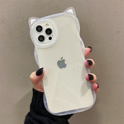 可爱猫耳朵适用iphone13手机壳12promax苹果11硅胶套xr简约xs7p轻薄透明8plus全包摄像头防摔x小众创意女