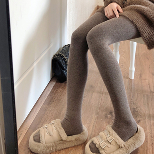 秋冬季加绒加厚奶咖色连裤袜，保暖显瘦灰色踩脚袜，咖啡色打底裤袜女