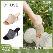 DFuse迪芙斯圆头水钻面高跟凉鞋拖鞋女DF22110674