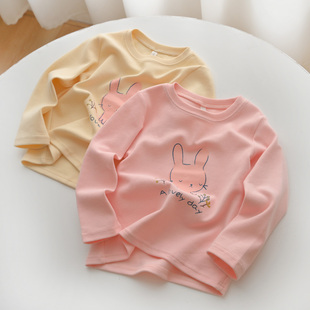 可爱小兔儿童纯棉磨毛长袖，t恤女童打底衫，舒适百搭春秋款童装