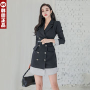 韩国春秋高端韩系风西装连衣裙，黑短款长袖，修身时尚气质女神范