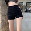 韩版牛仔短裤女高弹力高腰黑色，显瘦辣妹a字热裤，性感紧身包臀ins潮