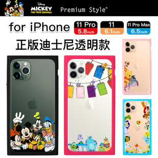 日本正版迪士尼苹果11promax透明手机壳方型直角，卡通适用iphone11钢化玻璃套高级感米奇动漫11pro萌系潮流风