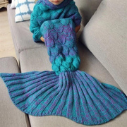 婴儿毛毯/盖毯 宝宝美N人鱼睡袋 儿童毛K毯 针织尾巴毛线毯沙发盖