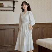 法式初恋白色连衣裙女早秋季2022温柔风气质超仙女领证小白裙
