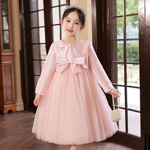女童公主礼服两件外套背心裙春秋装，演出服生日花童钢琴表演连衣裙