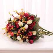 玫瑰仿真花套装花束装饰花摆件客厅欧式花瓶插花塑料干花假花绢花