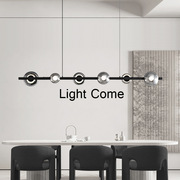 高端全铜吊灯现代极简一字型，长条餐厅灯吧台led餐桌家用照明灯具