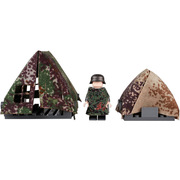 MOC军事士兵迷彩大帐篷人仔配件零件小颗粒拼插拼装积木玩具男孩