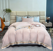 风澳棉系面料床单被罩四件套高端四季款现代长绒棉纯色简约100支