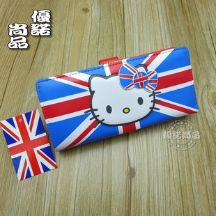  hello kitty Kitty猫英国米字旗日韩版可爱长款钱包学生钱包