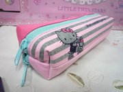 日本进口正版kitty凯蒂猫双拉鍊，双层笔袋化妆包收纳包