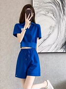 休闲时尚套装女2024夏季韩版Polo领短袖洋气减龄运动风两件套