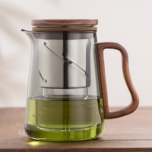 玻璃泡茶壶旋转升降式茶水，分离过滤商用飘逸杯玻璃内胆花茶壶神器