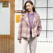 宗洋zongyang女装2021冬季常规双排扣短款西装领外套大衣7745