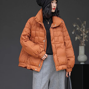 韩版时尚立领轻暖羽绒服女士短款冬季宽松90白鸭绒糖果色羽绒外套