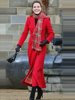 凯特王妃明星同款轻奢气质，冬季高端羊毛，呢大衣红色长款双排扣外套