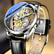 全自动机械表镂空手表，男士防水夜光精钢透明个性，男表精钢品牌