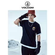VOLCOM钻石男装户外品牌创意骷髅印花T恤2023夏季欧美风短袖t