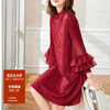 红色连衣裙高端精致2024龙年大码遮肉大码春装，新中式洋气裙子