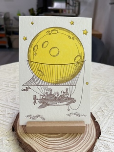 月球兔子活版印刷明信片中秋贺卡凸版印刷letterpress特种纸印刷
