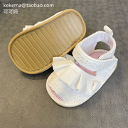 夏季婴儿凉鞋女宝宝鞋子棉布公主，软底防滑婴幼儿，6到12个月学步鞋