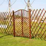 防腐木栅栏门网格隔断别墅花园，小木门户外庭院围栏木篱笆格栅木门
