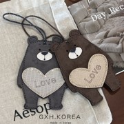 韩国进口可爱小熊包挂简约高级感背包挂件少女心萌萌的钥匙挂卡夹