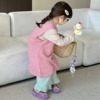 韩系女童毛衣背心裙2024春装儿童甜美粉色，针织衫叠穿洋气上衣