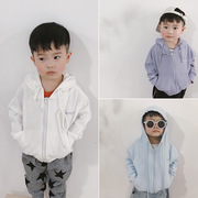 韩系童装春款外套男童儿童拉链，纯色休闲上衣，宝宝百搭休闲连帽卫衣