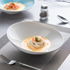 斜口陶瓷盘子白色高级感沙拉碗刺身酒店特色餐具意境菜盘商用异形