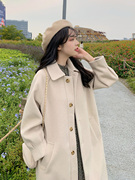 毛呢外套女小个子2023秋冬季高级感韩系学生加厚羊绒呢子大衣