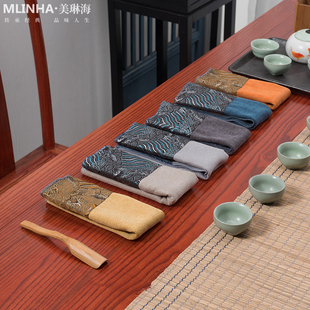 新中式茶席棉麻茶巾吸水茶桌布，禅意茶垫抹布，家用茶台小方巾茶垫布