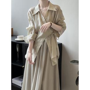 中国风新中式套装裙女夏高级感法式欧货港风衬衫半身裙时尚两件套
