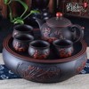宜兴紫砂茶盘圆形 仿古陶瓷10寸套装储水式茶船茶托功夫茶具
