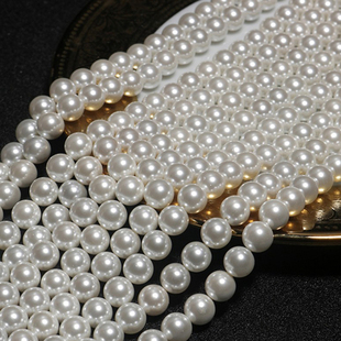 3-20mm天然南洋贝珠散珠 高亮直孔珍珠 diy白色圆珠配料
