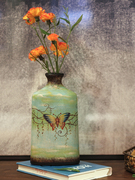 美式复古花瓶客厅电视柜陶瓷摆件装饰干花插花餐桌瓷瓶家居工艺品