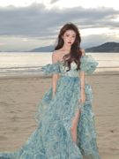沙滩裙海边度假波西米亚长裙连衣裙欧根纱拍照旅游穿搭超仙女