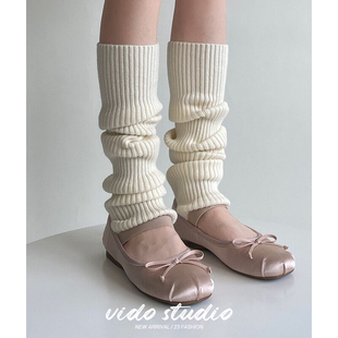 白色袜套jk袜子女秋冬小腿，袜套羊绒针织袜子，保暖辣妹羊毛堆堆袜潮
