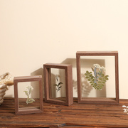 双面透明A4相框挂墙实木亚克力展示框装裱8寸6寸植物干花标本摆台