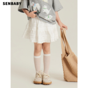 senbaby童装定制儿童夏装，裙子女童休闲半裙女孩，洋气百搭白色短裙