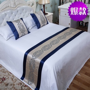 床旗床尾巾酒店床上用品新中式，现代宾馆家用高档奢华床围巾床搭垫