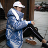 蓝色羽绒服女2019年冬季韩版矮个子，免洗亮面包服宽松时尚外套