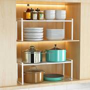 厨房置物架可伸缩橱柜内隔板分层架台面柜子调料收纳架子放锅具碗