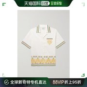 香港直邮潮奢casablanca男士可拆卸领马德拉刺绣棉质衬衫ms24