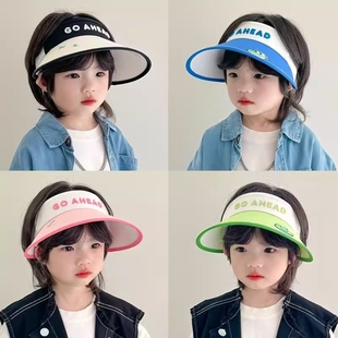 儿童帽子夏季韩版男童空顶帽宝宝，大檐女孩遮阳防晒防紫外线太阳帽