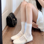 春夏季甜美蕾丝短袜子，韩国ins少女堆堆袜，黑色中筒袜jk白色小腿袜